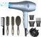 Sèche-cheveux Sèche-cheveux professionnel Ion 2400 W Sèche-cheveux 3 chauffage 2 vitesses Sèche-linge infrarouge lointain Moteur AC à faible bruit avec diffuseur de sèche-cheveux (Gris argenté)