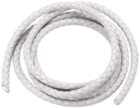 PATIKIL Round Braided Leather Cord, 5mm Round Braided Leather Cord Rope Folded for Crafts Jewelry Making Necklace Bracelets, White (1.1 Yards)