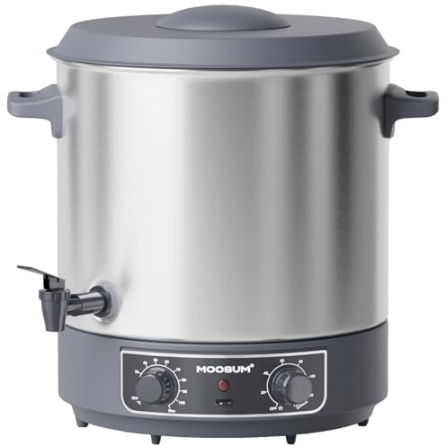 MOOSUM Einkochautomat mit Heißgetränkefunktion | 27 Liter Edelstahl 304 | Temperaturregelung 30–100°C | Timer (20–120 Min.) | Warmhaltefunktion & Überhitzungsschutz