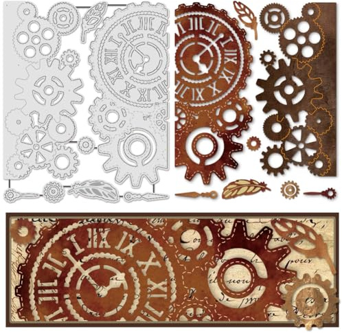 UNICRAFTALE 8 Stück Zahnrad Metall Stanzformen Zum Kartenbasteln Zahnrad Mit Zeiger Stanzungen Prägeschablonen Schablonenform Für Scrapbooking Zubehör Handgefertigtes Basteln Scrapbook Album Dekor