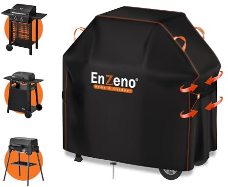 Enzeno Cubierta para barbacoa resistente a la intemperie, 90 x 70 x 110 cm, cubierta protectora a prueba de polvo, cubierta protectora para Weber, Brinkmann, Char Broil – Negro