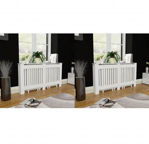 WSJHUHK Casa & Giardino,Accessori Elettrodomestici,Accessori Radiatore Riscaldamento,Coperture Radiatore 2 pz Bianco MDF 152 cm