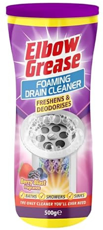 Foaming Drain Cleaner Powder, Fast Acting Drain Unblocker & Odour Neutraliser for Sinks, Baths & Showers, Deep Cleaning Foam for Grease, Hair & Build-Up, 500g, (Berry Blast)
