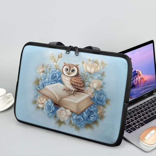 Coloranimal Sac d'ordinateur portable tendance en cuir PU imperméable pour femme avec motif hibou rose 15