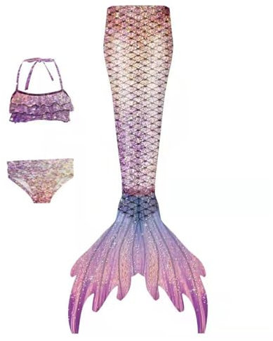 Nlaayong 2025 Meerjungfrauenflosse Mädchen Schwimmen Schwimmflossen Meerjungfrau Flosse Jugendliche Badeanzug Monoflosse Badehose Bikini Tankini