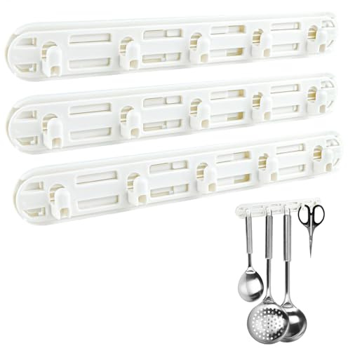 Hakenleiste Küche Klebe Haken Hakenleiste Küche Ohne Bohren, Extendable Gap Storage Hook Hole Free Installation Method Geeignet für die Aufbewahrung von Gegenständen in Engen Räumen Weiß 3 Stück