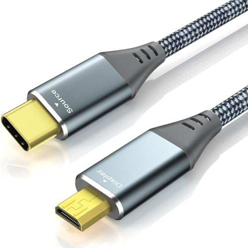 USB C to Micro HDMI Cable 3ft, 4K 60Hz 18Gbps Braided Aluminum for USB C Devices- Samsung Freestyle/ASUS XG17AHP/M80B/Odyssey G8 OLED, Portable Monitor (Source-to-Display)