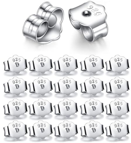 20Pcs 925 Sterling Silver Earring Backs – Secure & Durable Ear Lockings for Women, DIY Jewelry Replacement (10 Pairs, Anti-Fade)
