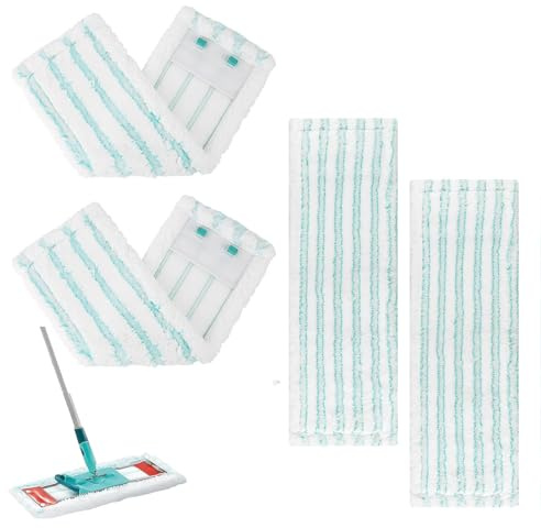 4 Pack Ersatz-Wischbezüge für Leifheit Profi M Micro Duo, Bodenwischer Ersatzbezug, Flecken schnell entfernen, Effiziente Mikrofaser Ersatzbezug für Fliesen Holzböden