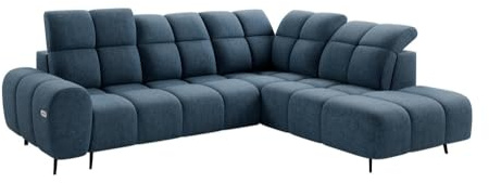 MW EURO-MEBLE Ecksofa Sergio L - Wohnlandschaft, Polstersofa, Polstercouch (Rechte Seite - Dunklblau: Raven 86)