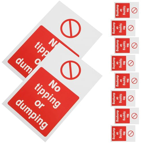 10 Pezzi Adesivi per Caschi Segnale di Divieto Scarico Rosso Carta | Cartello Divieto Abbandono Rifiuti, Segnale di Avvertimento Pubblico, Adesivi Muro