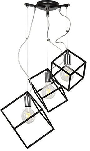 famlights | Pendelleuchte Jakob aus Metall in Schwarz 3 x E27