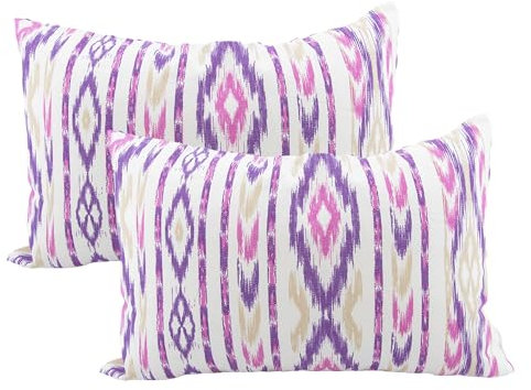 TRESMESTRES Cushion Covers for Garden Sofa, Terrace and Living Room and Decorative Cushion Covers for Beds Mediterranean Ikat Cushion Cover 40x60 cm Set of 2, Lilac