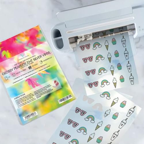 10 Blatt Aufkleber Vinyl | A4 Wasserdicht Glänzend Silber | Bedruckbar | Geeignet für Cricut Silhouette Cameo Brother Gemini | Eigene Aufkleber zu Hause