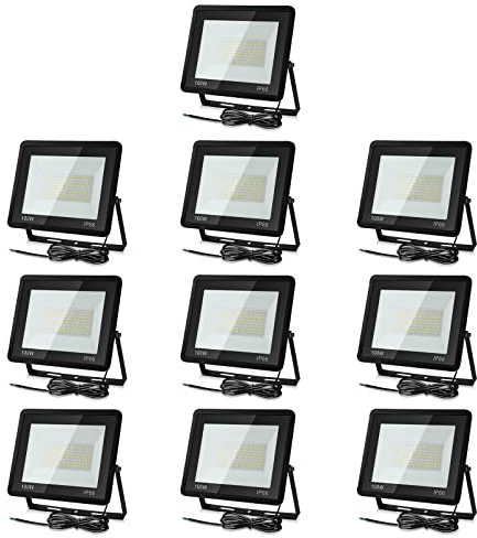 Izrielar LED Strahler Flutlicht, 10X 100W 900LM Superhell Fluter, 6000K Tageslichtweiß Scheinwerfer, IP66 Wasserdicht Außenbeleuchtung Ideal für Garten Sportplatz Garage Hinterhof [Energieklasse A++]