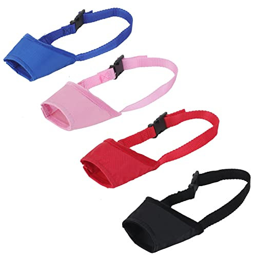 Avaner 4 PCS Maulkorb für Hunde, Weicher Atmungsaktiver Mesh Hundemaulkorb aus Netzstoff, Leichte Hund Maulkörbe Verhindert Bellen, Beißen und Kauen