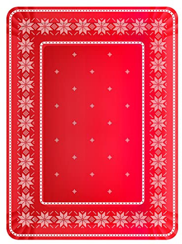 Horeca Collection 1 Unidad - Bandeja Desechable Rectangular Cartón 25 x 34 cm con temática Navideña con Bordado Rojo. Bandeja cartón biodegradables Navidad, 100% reciclables Celebraciones y Eventos.