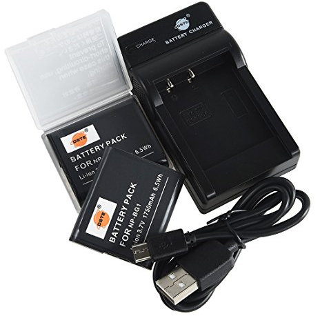 DSTE NP-BG1 Batterie Li-ion (2 pièces) et chargeur micro USB compatible avec les appareils photo Sony NP-FG1 DSC-H3 DSC-H7 DSC-H9 DSC-H10 DSC-H20 DSC-HX7V