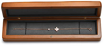 Oirlv Vintage Nussbaumholz Lange Kette Box Halskettebox Schmuckkästchen für Geburtstag,Verlobungs,Jahrestag,Valentinstag Geschenkbox(Dunkelgrau)