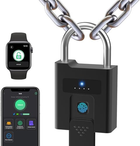Candado con llave eLinkSmart para huellas dactilares, resistente al agua, a prueba de golpes, con gestión de usuarios, candado uniforme, para exteriores, batería de 500 mAh, dura mucho tiempo