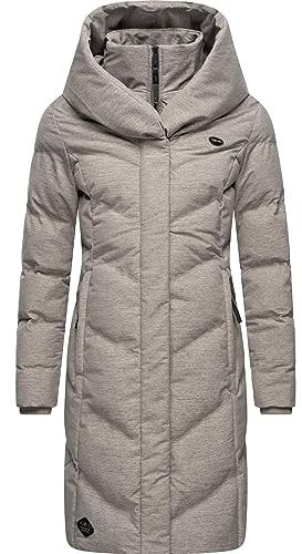 Ragwear Damen Warmer Wintermantel Steppmantel wasserdicht mit Kapuze Natalka Melange Intl Bone Gr. 5XL