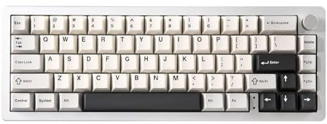 YUNZII AL66 Kabellose mechanische Tastatur, 65% Drehregler Aluminium Gaming Tastatur Bluetooth/2.4G/Wired Hot Swappable Switches, Dichtung montiert RGB Keyboard für Win/Mac(Milchschalter, Silber)
