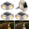 AGPTEK Solar Bodenleuchte, 2 Farbmodi, Solarlampen für außen, IP68 wasserdichte Warnschrittlichter, Solarleuchten für Gartenweg, Fußwegen, Rasen, 8 Stücke, Warm und Weiß, mit Erdspieß