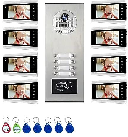 Wireless Doorbell Smart Home Video Intercoms Wifi Video Door Entry Doorbell With 2/3/4/6/8 Call Panel Buttons Ring Intercom In Private House for Home School Office ( Size : 8-86706-530-8 Add 32G TF Ca