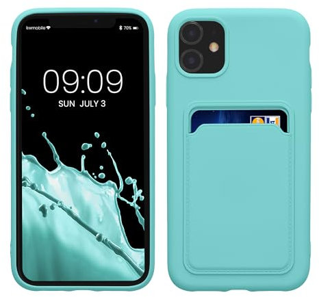 kwmobile Case Compatible with Apple iPhone 11 Case - TPU Phone Cover with Credit Card Holder - Mint