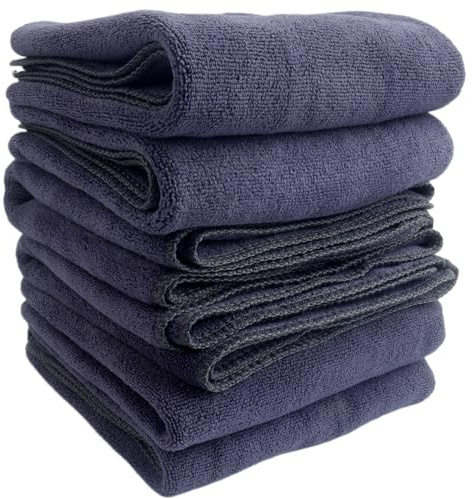 Roellgs 6-pack extra fine thick fibre cleaning cloths, towels, car wipers, dishwashing cloths, multi-purpose dusting cloths, highly absorbent, scratch-free, reusable cleaning cloths (grey)