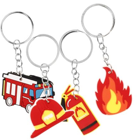 OKUMEYR Feuerwehrmann Schlüsselanhänger Metall Charm Anhänger Feuerwehrauto Schlüsselring Taschenanhänger Dekorativ Handtaschenanhänger