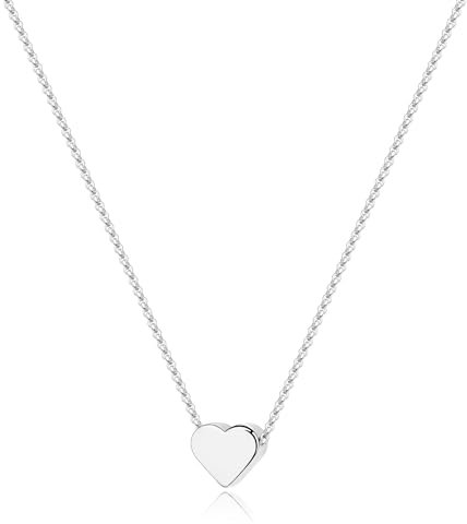 Kenivira Herz Halskette für Damen,Silber Herz Anhänger Halskette,Verstellbarer Halskette,Zarte Herz Halskette Schmuck für Damen