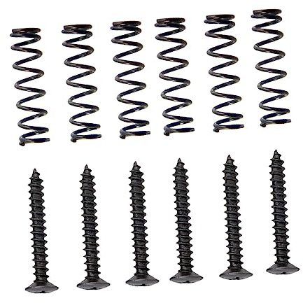 Tonabnehmerschrauben Schwarz Federn und Single für Coil 6 Stück E-gitarren | Metall, Einfache Montage als Ersatz, Passend für Single Coil Pickups, Praktisches mit 6 Teilen