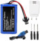Fuworance 1800mAh 3.7V Batteries Lithium-ION de Remplacement Piles Rechargeables Li-ION avec SM-2P USB Chargeur Connecteur pour Bateaux Chars Voitures RC Navires Robot Prise Européenne