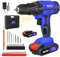 21V Cordless Drill,Electric Drill Set,45Nm Cordless Combi Drill with 25+1 Torque Setting,2x1.5AH Battery,26PCS Accessories,2 Variable Speed, LED Work Light,Home and Garden DIY Project Kit