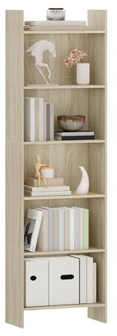 Hzuaneri Bücherregal, Regal, Standregal, Büroregal, mit 6 Fächern, offen, für Wohnzimmer, Arbeitszimmer, Büro, als Raumteiler, 24 x 48 x 170 cm, Eichenbeige BC01116X