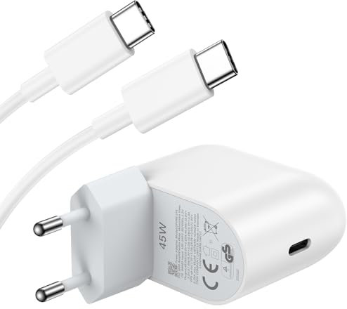 Caricatore USB C 45 W con 6A Cavo Tipo c 1M per Google Pixel 9 Pro XL Fold 8, Adattatore alimentazione per Pixel 8 7a 6a, Caricatore per iPhone 16 15 i prodotti altri dispositivi USB C