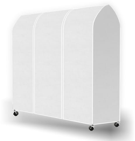 DecacnX Kleiderständer Abdeckung 180cm Breite, Atmungsaktive Kleiderstange Abdeckung mit Reißverschluss, Große Kleiderbügel schutzhülle Staubdicht Garment Abdeckung für Kleiderständer Weiß