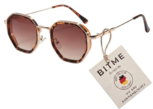 BitME Solutions Sonnenbrille Damen – Vintage Oval Cat-Eye Design – UV400 Schutz – Retro Brille für Schmales Gesicht – Modisches Accessoire für Sommer & Festival – Braun