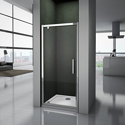 Porte de douche 76x185 cm porte pivotante installation en niche verre securit