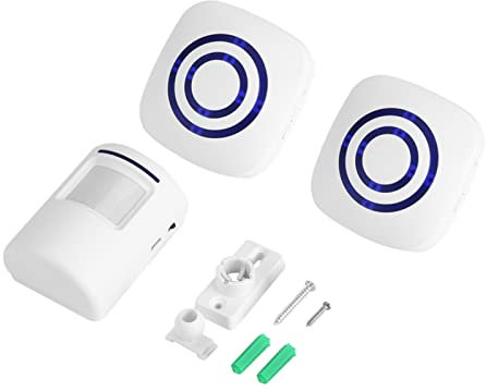 Sonnette sans Fil Detecteur de Mouvement Carillon De Porte Eléctrique 36 Mélodies Alarme De Sécurité avec Emetteur et Récepteur pour Maison Bureau Hôtel Boutique Magasin(1+2 EU)