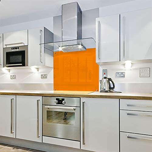 Orange - Colour Block Glass Splashback (600w x 750h)