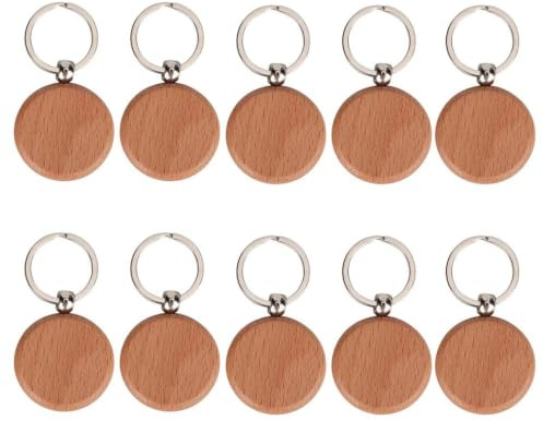 10 Stück Leere Hölzerne Schlüsselanhänger, Unfertiges Holz Schlüsselbund Schlüsselanhänger Schlüsselanhänger Holz Rohling Rund Blanko Holzanhänger Für Tags DIY Schlüssel Bastelbedarf(4CM)