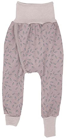 iobio Crawlers W-Free Splitpants - Windelfrei Schlitzhose aus Bio Baumwolle (Beige Leaves, 50/56)