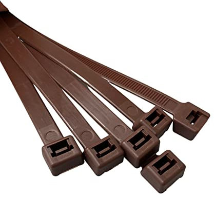 On1shelf® Lot de 50 serre-câbles de qualité supérieure - 900 mm x 9 mm - En nylon solide et long - Marron