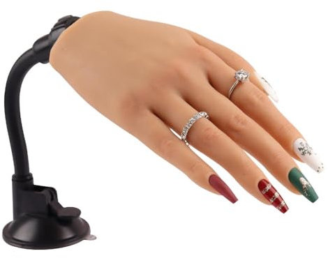 KnowU Übungshand Für Nageldesign Silikon, Übungshand Für Gelnägel Set, Fake Hand mit Stand, Nagel Praxis Training Hand Modell, rechts