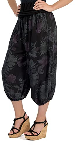 Malito Damen Aladinhose mit floralem Muster, Haremshose zum Tanzen, Pumphose zum Chillen - Freizeithose - Pluderhose 8938