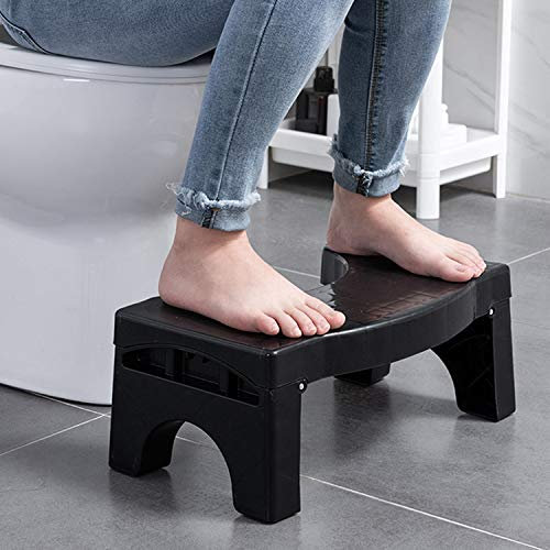 DHYLRICHER Foldable Toilet Potty Step Stool for Adults and Kids, Splicable Poop Stool (Black)