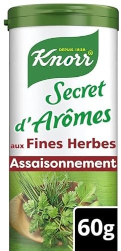 KNORR - SECRET D'ARÔMES ASSAISONNEMENT EN POUDRE AUX FINES HERBES 60G - LOT DE 4