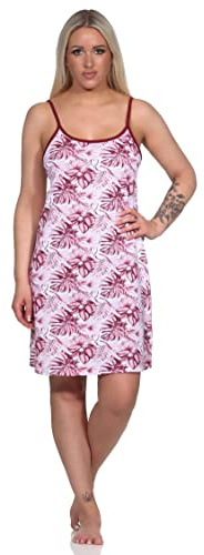Normann Ärmelloses Damen Spaghetti Nachthemd in floralem Print - auch in Übergrössen, Farbe:rot, Größe:60-62